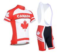 RDCYCLIST 2024 Pro Team National CANADA Maglia da ciclismo da uomo Completo, maglia da bicicletta traspirante per mountain bike, pantaloncini con bretelle kits GEL Paddad (L)
