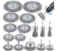 RDDAIPE 16 spazzole metalliche per trapano, spazzola metallica da 6 mm, avvitatore a batteria con asta esagonale, spazzola per dati, spazzola in acciaio, set per trapano, ruggine, levigatura