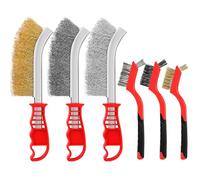 RDDAIPE 6 Pezzi Spazzola Acciaio, Spazzola Ferro, Spazzola Metallica: Acciaio Inox + Acciaio al Carbonio + Ottone + Nylon, per Pulizia Vernice, Polvere, Legno, Togli Ruggine, Grasso Sporco, Officina