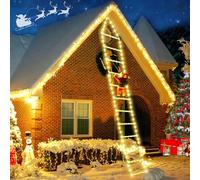 RDDAIPE Babbo Natale Scala Luminosa,3M LED Babbo Natale da Esterno con Scala, Scala Luminosa con Babbo Natale, con 8 modalità,Memoria e Funzione Timer,Luci Addobbi Natale per Esterno,Interno,Finestre