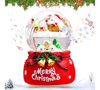 RDDAIPE Palla di Neve Natalizia con Babbo Natale e Renne, Palla di Neve con Carillon e Luci, Palle di Neve Natalizie, Palla di Natale con Neve, Regali di Natale per Bambini, Ø 8,5 * 13.5cm