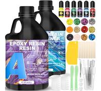 RDDAIPE Resina Epossidica Trasparente 4L/135.2oz, Kit Resina Epossidica Completo, Kit Resina per Creazioni, Resina Trasparente, Resina Kit, Epoxy Resin per Gioielli Fai da Te,Orecchini,Legno,Stampi