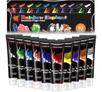 RDDAIPE Set di vernice per dita non tossica lavabile 10 x 60 ml - Finger Paint per artigianato per bambini 3-9 anni