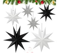 RDDAIPE Stelle di Carta Natalizie Pieghevoli da Appendere - 6 Pezzi, 2*45cm+2*30cm+2*25cm - per Decorare Finestre, Alberi di Natale, Avvento