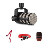 RØDE Bundle PodMic Microfono Dinamico - Braccio PSA1+, Filtro WS14 e Cavo XLR 3 m (Rosso)