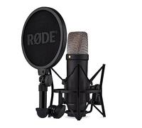RØDE NT1 5th Gen Black Microfono a condensatore da studio a diaframma largo di quinta generazione con uscite XLR e USB, supporto antiurto e filtro antipop per musicale, registrazione vocale