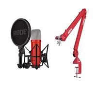 RØDE NT1 Signature Series Microfono a Condensatore + Braccio da Studio PSA1+ - Kit di Registrazione Professionale per Voce, Streaming e Podcast (Rosso)
