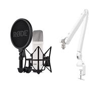 RØDE NT1 Signature Series Microfono a Condensatore + Braccio da Studio PSA1+ - Kit di Registrazione Professionale per Voce, Streaming e Podcast (Bianco)