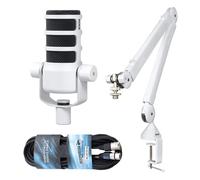 RØDE Rode Podmic - Microfono Podcast professionale bianco + PSA1+ braccio snodato bianco + cavo keepdrum XLR