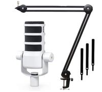 RØDE Rode Podmic - Microfono professionale podcast con braccio articolato Keepdrum MS138, colore: Bianco