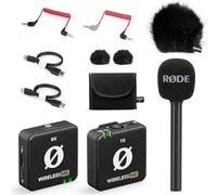 RØDE Wireless ME, set di microfoni wireless + adattatore manuale Interview GO + antivento in pelliccia keepdrum BK Nero