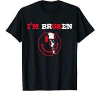 RDESEDRTRE Confused Smile I'm Broken Invisible Illness I'm Ok Broken T-Shirt Black 3XL