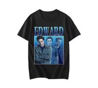RDESEDRTRE Edward Cullen T-Shirt Cotton Hold on Tight Twilight Saga Robert Pattinson T-Shirts Black M