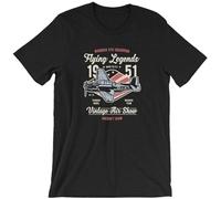 RDESEDRTRE Flying Legends T-Shirt Airplane Pilot Top Sweat Black 3XL