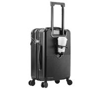 RDGOLF Bagagli Di Grandi Dimensioni, Valigia, Valigia Trolley Universale Girevole Ad Alto Volume, Design Con Separazione Degli Spazi, For Viaje, Scuola (Color : Black (Cupholder), Size : 22)