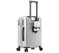 RDGOLF Bagagli Di Grandi Dimensioni, Valigia, Valigia Trolley Universale Girevole Ad Alto Volume, Design Con Separazione Degli Spazi, For Viaje, Scuola (Color : Silver(Cupholder), Size : 26)