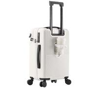 RDGOLF Bagagli Di Grandi Dimensioni, Valigia, Valigia Trolley Universale Girevole Ad Alto Volume, Design Con Separazione Degli Spazi, For Viaje, Scuola (Color : White(Cupholder), Size : 22)