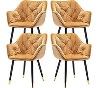 RDIAYDN Set di 4 sedie da pranzo in velluto con gambe in metallo, 45 × 44 × 80 cm, sedia da soggiorno per cucina, camera da letto, poltrona trucco (colore: viola, fioca (piedini con bordo giallo