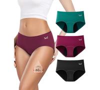 Rdiner Mutande Mestruali Donna, 60ML Grande Volume Mestruale Mutande Assorbenti, Cotone Slip Mestruali Donna (3 Pezzi)