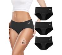 Rdiner Mutande Mestruali Donna, 60ML Grande Volume Mestruale Mutande Assorbenti, Cotone Slip Mestruali Donna (3 Pezzi)