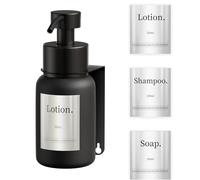RDJ-DISPENSER Distributore di sapone | Dispenser di sapone in vetro | Montaggio a parete senza necessità di foratura, adatto per bagni, lavandini, cucine, ecc. | Black Frosted | 250 ml
