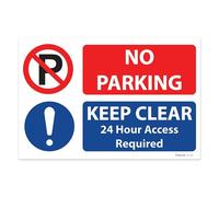 RDLCAR Cartello in PVC con scritta "No Parking 24 Hour Access Required", 1 mm, 200 x 300 mm, chiaro e audace Warning No Parking Signs Messaggio