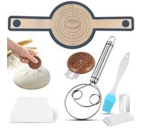 Rdlobu Kit per fare il pane, 5 pezzi, lama da panettiere con manico rotondo in legno, frusta danese, raschietto per impasto, pennello da cucina e tappetino per cuocere il pane, accessori per pane