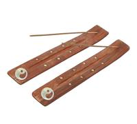 RDNKVB 2 confezioni di bruciatore di incenso in legno, bruciatore di incenso fatto a mano con posacenere, ideale per la decorazione della casa, meditazione e yoga