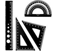 RDNKVB 4pcs Strumenti Geometrici Kit Righello in Metallo Righello in Alluminio per Disegno e misurazione Studenti Insegnanti Architetti