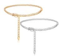 RDNKVB Cintura a Catena da Donna, Cinture a Catena in Metallo Cintura Regolabile in Vita, Cintura Sottile in Vita, Cintura Gonna a Catena in Vita per Donna (oro, argento)