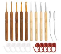 RDNKVB Uncinetto Set in Legno, 9 dimensioni, uncinetti con aghi e marcapunti, kit uncinetto per principianti e appassionati 2mm 2,5mm 3mm 3,5mm 4mm 4,5mm 5mm 5,5mm 6mm