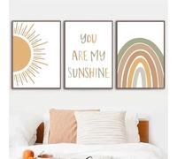 RDRDtbtr Boemia vento cartone animato sole tela Quadri tu sei io sole offerta asilo poster stampe nordici Parete arte Quadro bambini stanza casa Decorazioni 30x50cmx3 senza cornice