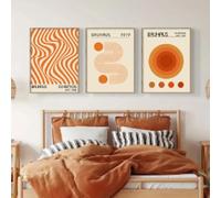 RDRDtbtr Moderni arancione linee geometrici da parete arte Bauhaus astratto poster stampe minimalista tela Quadri Quadro soggiorno camera casa Decorazioni 50x70cmx3 senza cornice