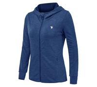 Rdruko Giacca da corsa da donna con cappuccio UPF 50+, protezione solare UV con cappuccio Full Zip, giacca sportiva leggera, per corsa, yoga, fitness, Blu scuro, XS