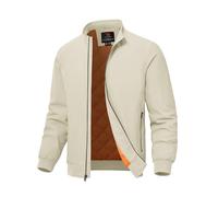 Rdruko Giacche bomber trapuntate da uomo casual invernali giacca a vento per uomo autunno imbottito full zip antivento cappotti da lavoro caldi, Beige, XL