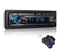 RDS Stereo Autoradio Bluetooth 5.0,12V/24V con Display Orologio LCD, FM/AM, illuminazione a 7 colori, 4x65W 1 Din per auto, Supporto Vivavoce 2USB/AUX/SD/TF/MP3/FLAT