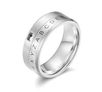 RDSGYZ Anelli nuziali da uomo in acciaio inox, colore argento, nero, oro, 8 mm, con lettere