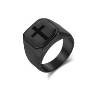 RDSGYZ Anelli punk rock per donne e uomini, argento, oro, nero, in acciaio inox, stile gotico, 16 mm, con sigillo con croce