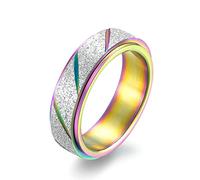 RDSGYZ Anello di fidanzamento da uomo e da donna, in acciaio inox, oro rosa, 6 mm, spazzolato, con strisce