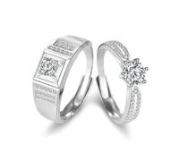 RDSGYZ Anello di fidanzamento regolabile in argento Sterling per uomini e donne, anelli di promessa di coppia abbinati di lusso con zirconia cubica e anello con sigillo, set di fedi nuziali per lui e