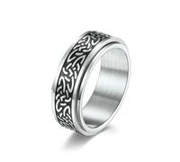 RDSGYZ Anello punk da uomo, in acciaio inox, argento, nero, oro, anello dell'amicizia, anello gotico, nodo celtico, 8 mm, anello a fascia