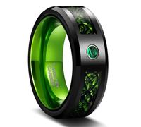RDSGYZ Anello punk rock per donne e uomini, nero, anello in tungsteno gotico 8 mm con zirconi cubici e fibra di carbonio