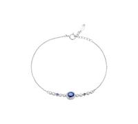 RDSGYZ Bracciale da donna in vero oro bianco 750, 585, 375, 21-23 cm | Bracciale sottile con zaffiro da 0,44 ct e diamante da 0,16 ct, prolunga per donne e fidanzate