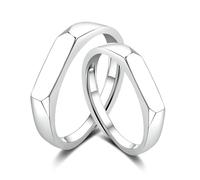 RDSGYZ Coppia di fedi nuziali in argento 925, regolabili, senza pietra, lucidate, per lui e per lei