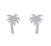 RDSGYZ Orecchini da donna in oro bianco 750 585 375 orecchini a perno in vero oro, con palma di cocco con diamanti orecchini anallergici per donne