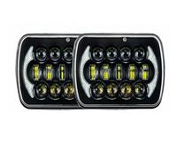 Rdtnvc 5X7 7x6 Per Jeep Per YJ Per Wrangler Per XJ Per Cherokee Per MJ Per Comanche Anteriore H4 Pollici Rettangolare LED DRL Abbaglianti E Anabbaglianti Principale Fari Faro(105W Black)