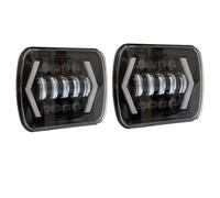 Rdtnvc 5X7 7x6 Per Jeep Per YJ Per Wrangler Per XJ Per Cherokee Per MJ Per Comanche Anteriore H4 Pollici Rettangolare LED DRL Abbaglianti E Anabbaglianti Principale Fari Faro(55W Black)
