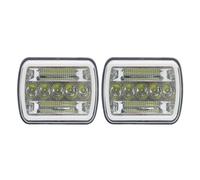 Rdtnvc 5X7 7x6 Per Jeep Per YJ Per Wrangler Per XJ Per Cherokee Per MJ Per Comanche Anteriore H4 Pollici Rettangolare LED DRL Abbaglianti E Anabbaglianti Principale Fari Faro(35W Chrome)