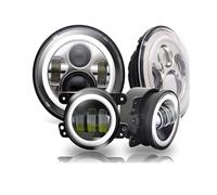 Rdtnvc Combinato Fari Halo A LED 7 Pollici+Fendinebbia 4 Pollici Con Luci Diurne A LED Per Jeep Per Wrangler Unlimited JK 4 Porte E 2 Porte 07-17 LJ TJ 98-06 Principale Fari Faro(B Style 2)