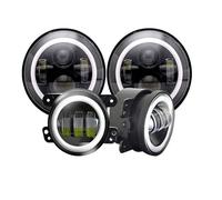 Rdtnvc Combinato Fari Halo A LED 7 Pollici+Fendinebbia 4 Pollici Con Luci Diurne A LED Per Jeep Per Wrangler Unlimited JK 4 Porte E 2 Porte 07-17 LJ TJ 98-06 Principale Fari Faro(A Style 2)